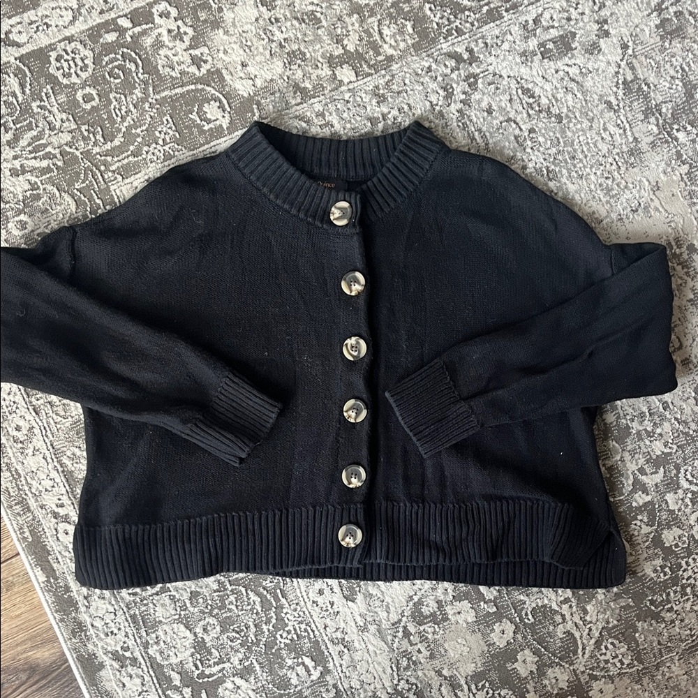 Quince Black Women's Cardigan with Button Detail